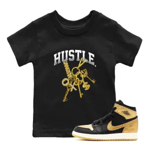 1 Hustle Sneaker Air Metallic Gold Black Kids Jordan SNRT Unique selection Anti-slip Tees - Gold