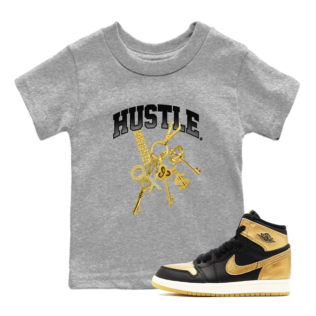 1 Hustle Sneaker Air Metallic Gold Black Kids Jordan SNRT Unique selection Anti-slip Tees - Gold