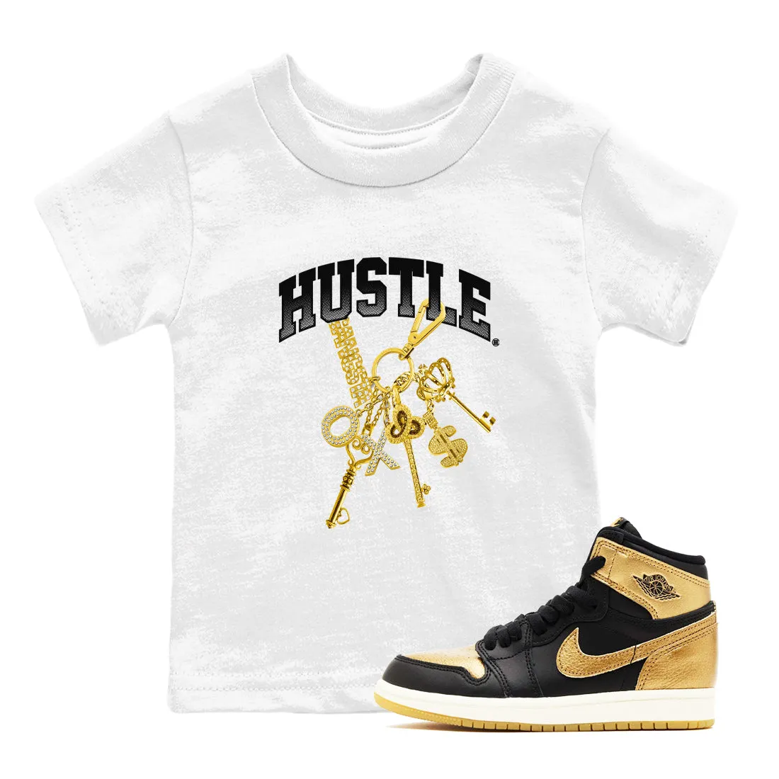 1 Hustle Sneaker Air Metallic Gold Black Kids Jordan SNRT Unique selection Anti-slip Tees - Gold