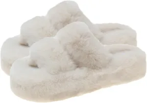 1Pair Plush Fluffy Open Toe Slippers Soft Indoor House Shoes for Comfort and Warmth Autumn and Winter Non Slip Design for Safe Walking for Cozy Home Wear
