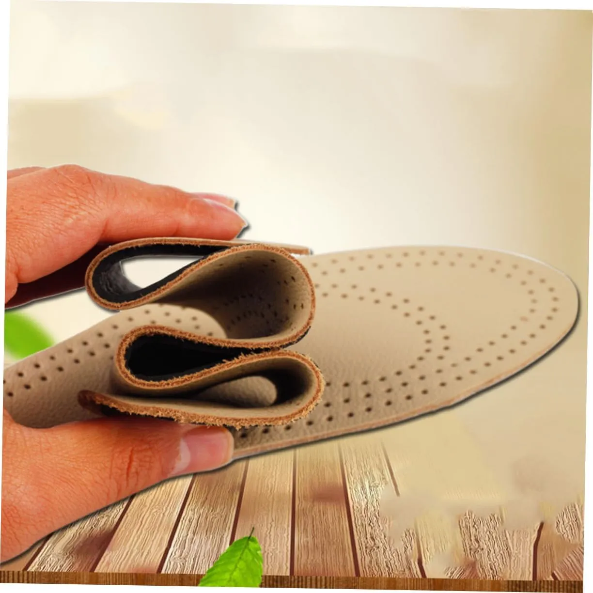 2 Pair of Leather Insoles Sports Shoe Pads Breathable Odor Cowhide Material Size 45-46 Soft Comfortable