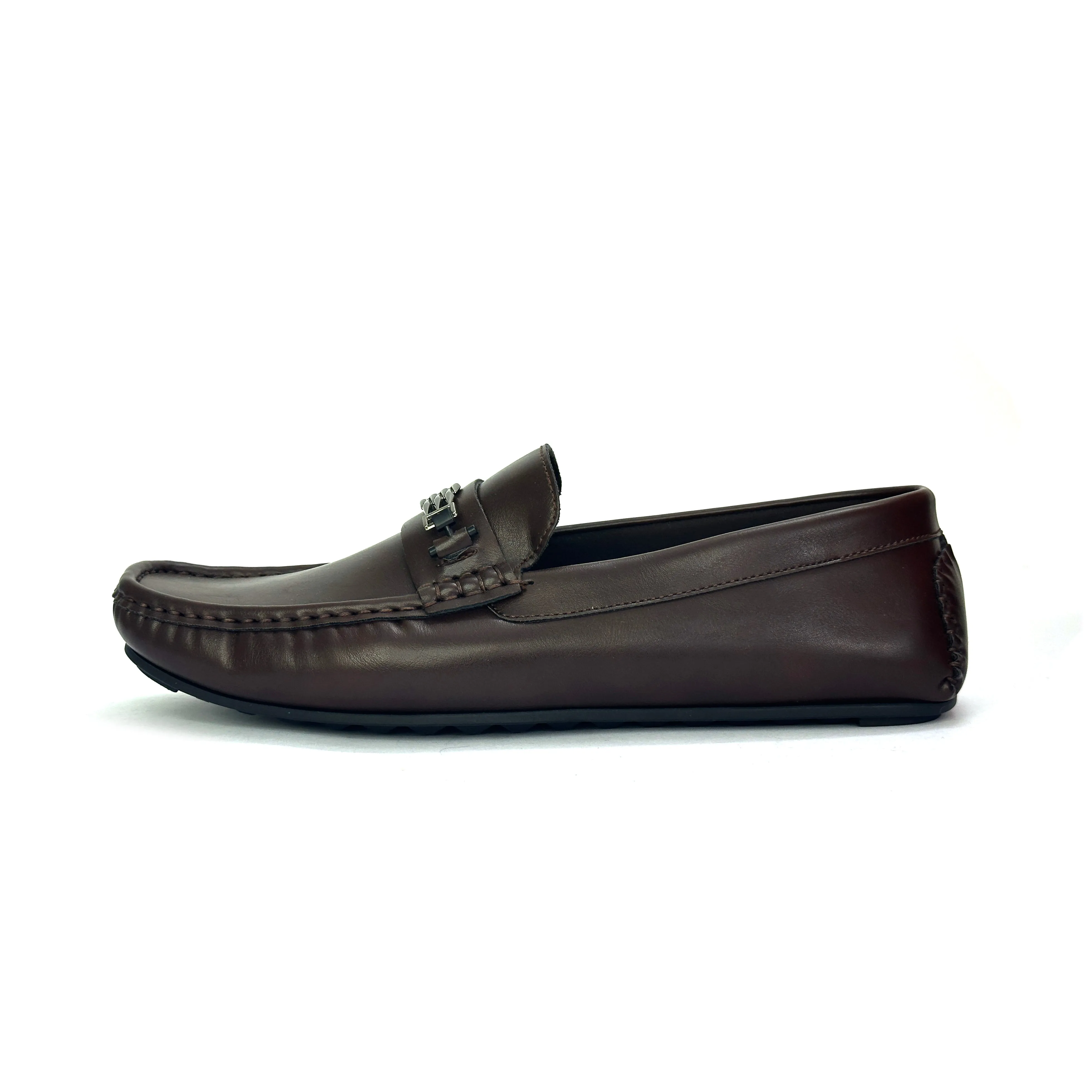 27011-Coffee Genuine Leather Comfortable Loafer Leather Shoes Men Footwear
