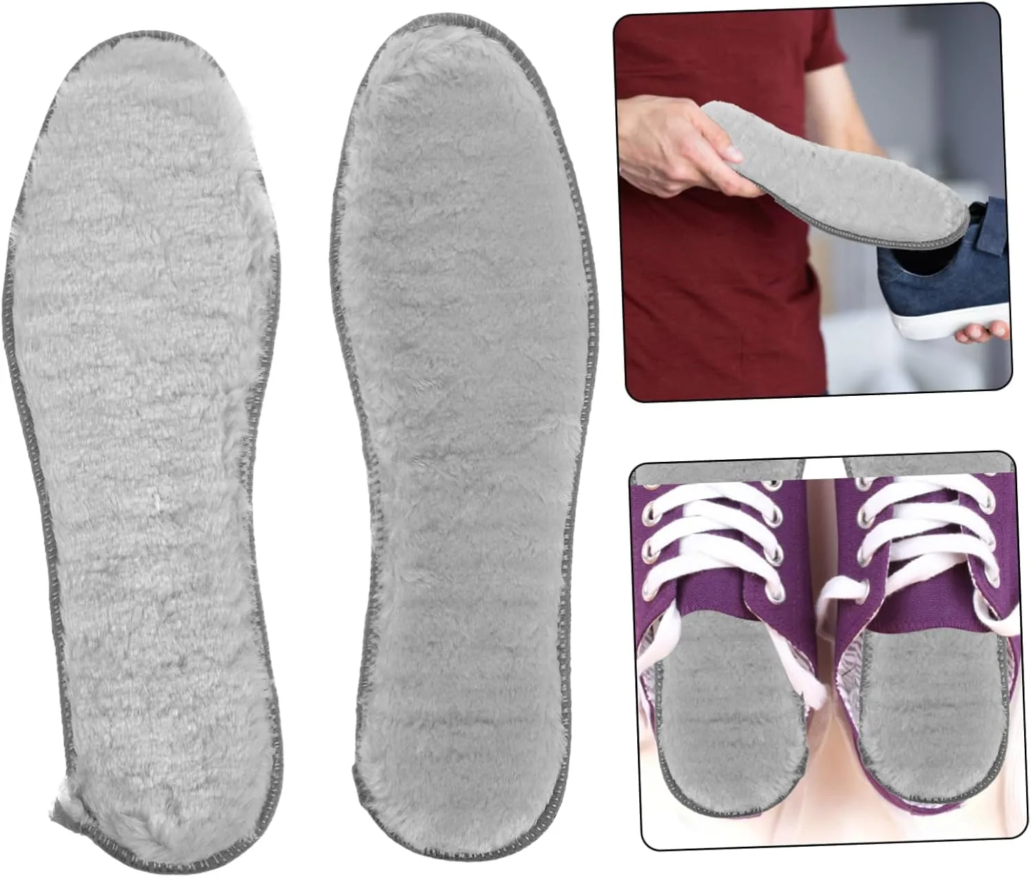 4 Pairs Warm Plush Insoles for Women Thickened Fluffy Shoe Inserts for Cold Weather Ergonomic Design Secure Fit Thermal Insulation