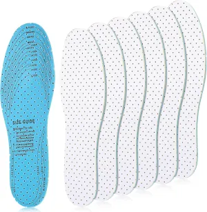 6 Pairs Shoe Insoles Women Thin Breathable Shoe Pads Inserts Ultra Soft Cushioning Walking Double Layer Latex Insoles with Holes Fit in Any Unisex, Men 7-11 Woman 2-8(White)
