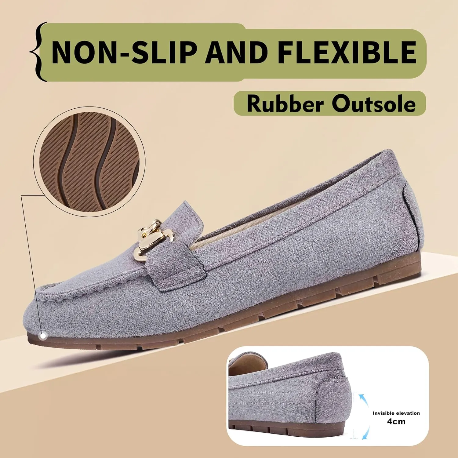 ABEJOJO Women's Loafer Shoes, Comfortable Slip on Casual Flat Penny Shoes for Walking, Driving, Dressy