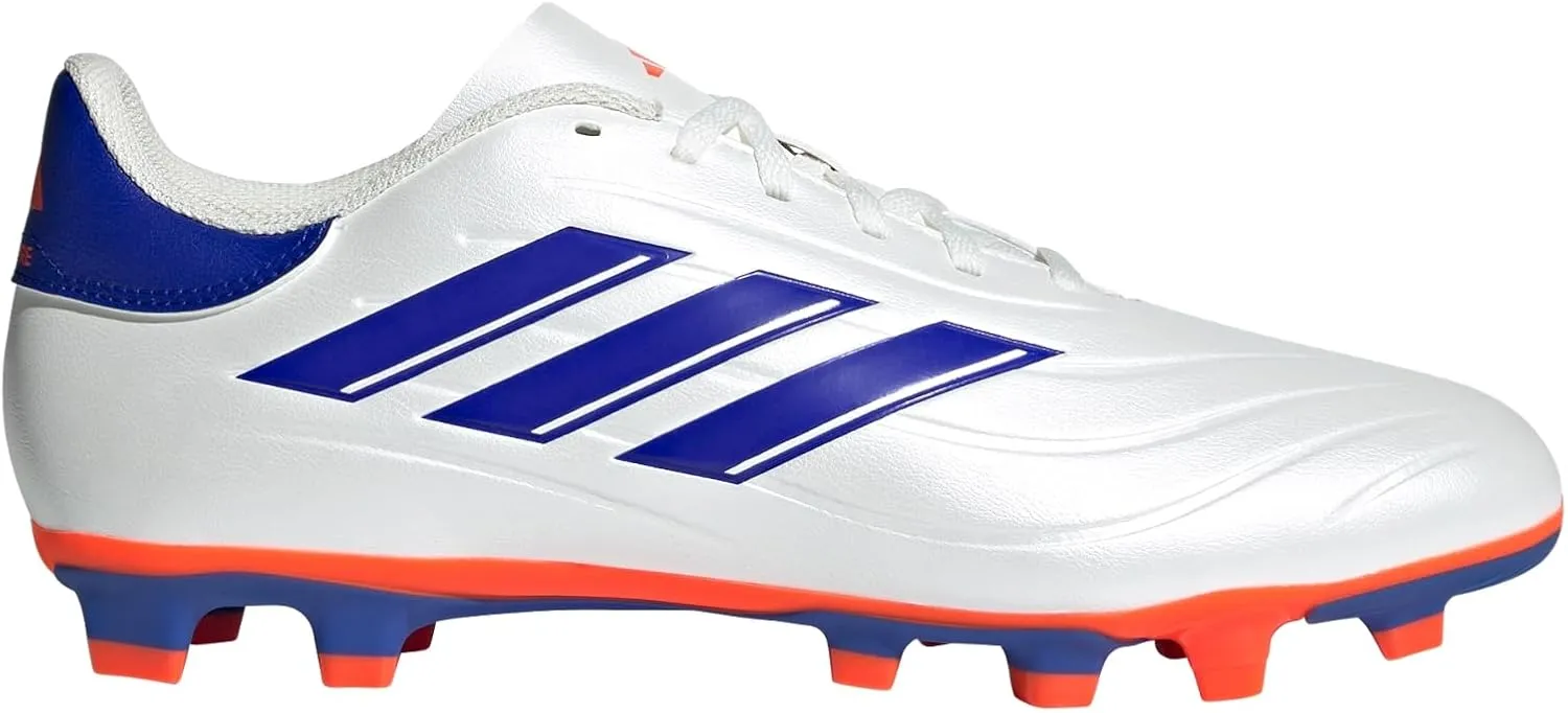 adidas Men's Copa Pure II Club Flexible Ground Soccer Cleats Sneaker, White/Lucid Blue/Solar Red, 12