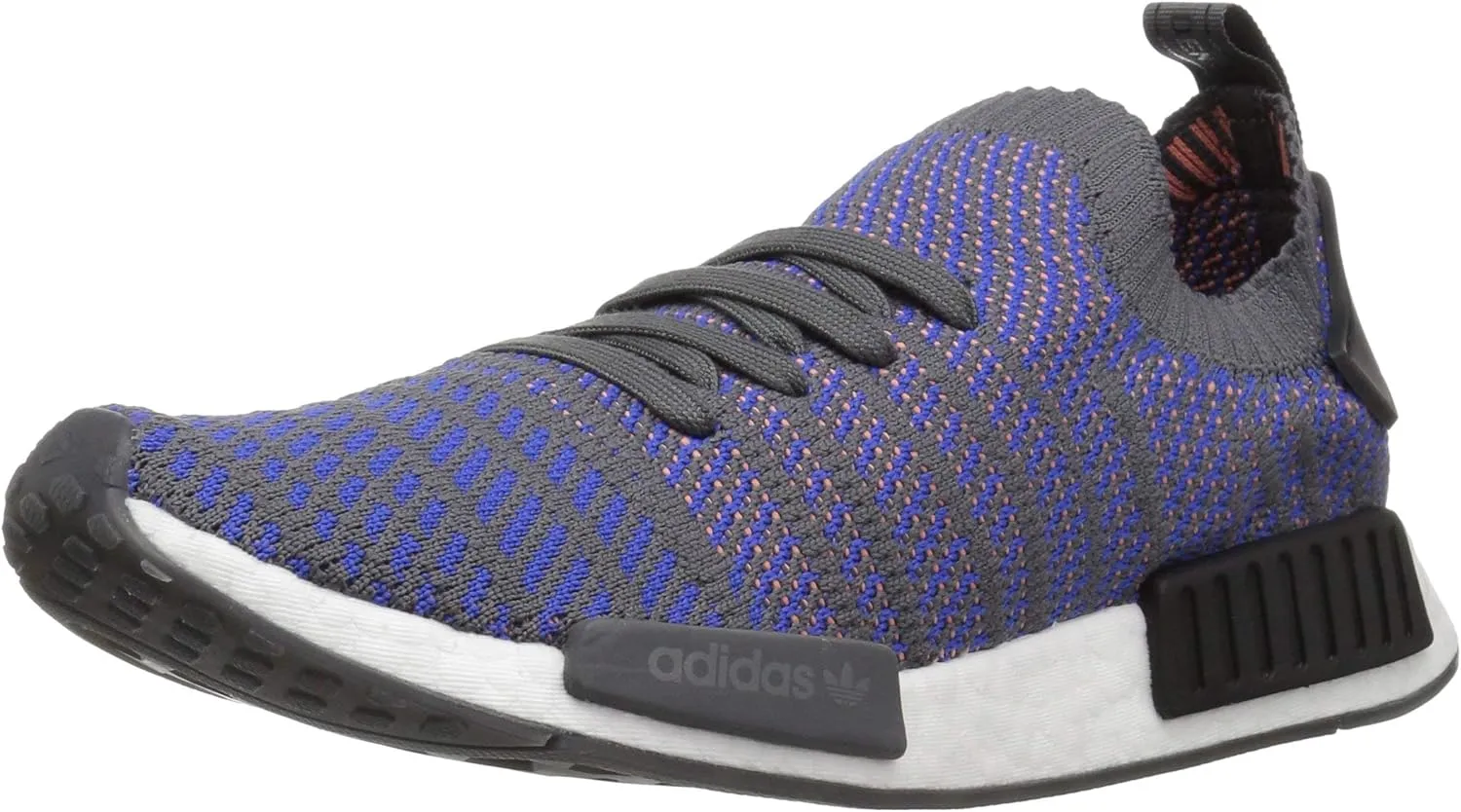 adidas Originals Men's NMD_R1 STLT Primeknit Running Shoe, Hi-Res Blue/Black/Chalk Coral, 11