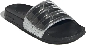 adidas Unisex Adilette Shower Slide Sandal, Black/Silver Metallic/Silver Metallic, 5 US Men