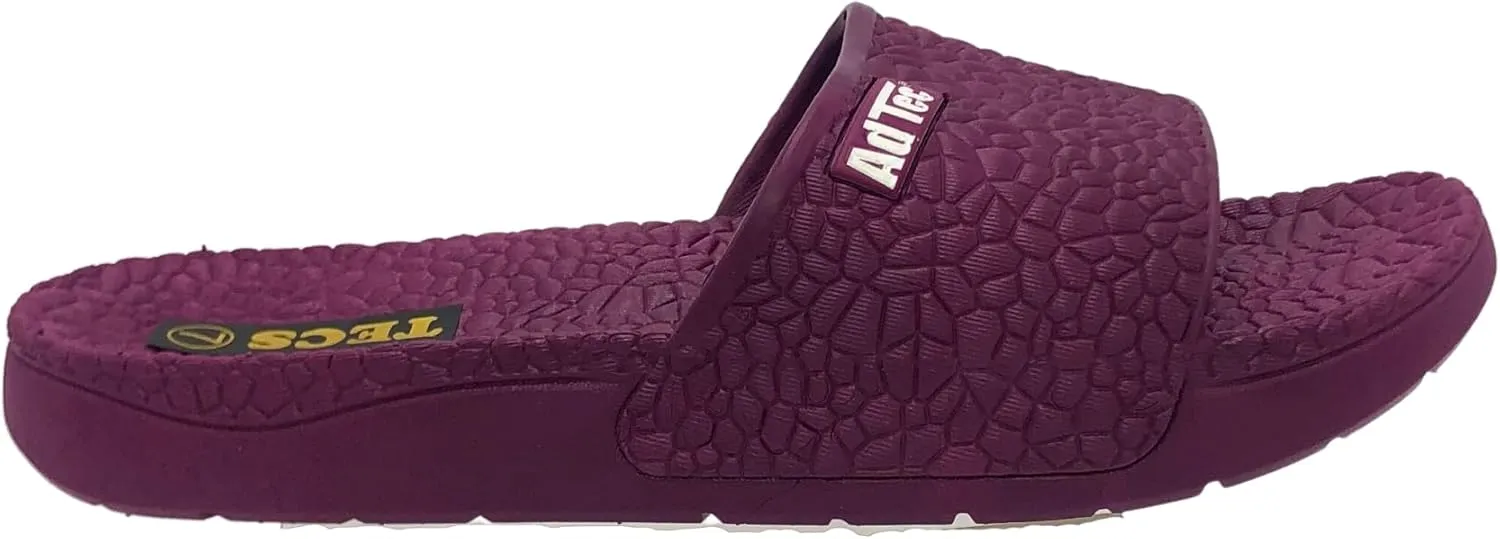 AdTec Women's PVC Pebble Sandals- Lightweight, Flexible Open Toe Slides, Purple