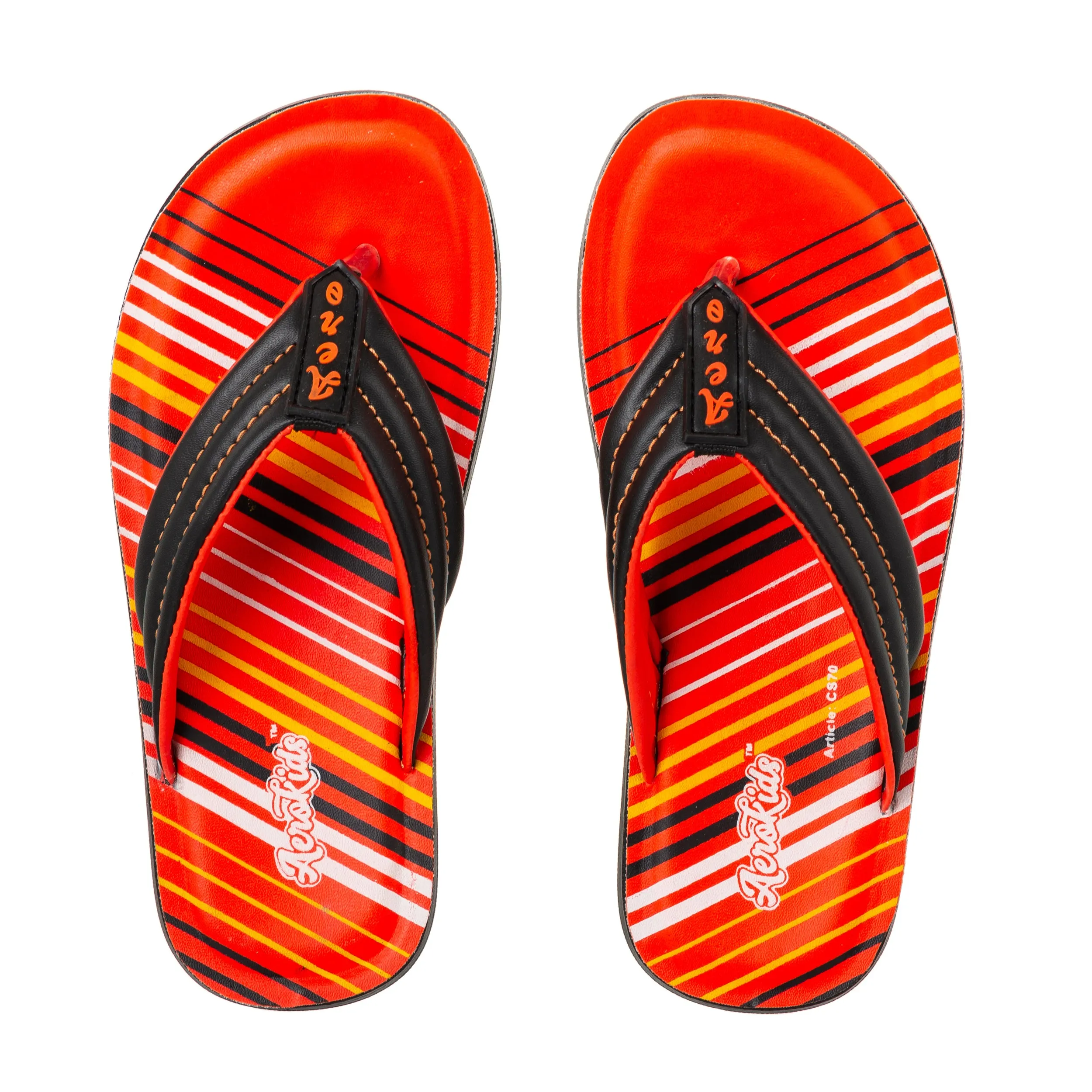 Aerokids Boys Black V Shape Lightweight Sandal with Printed Insole (CS70_BLACK)
