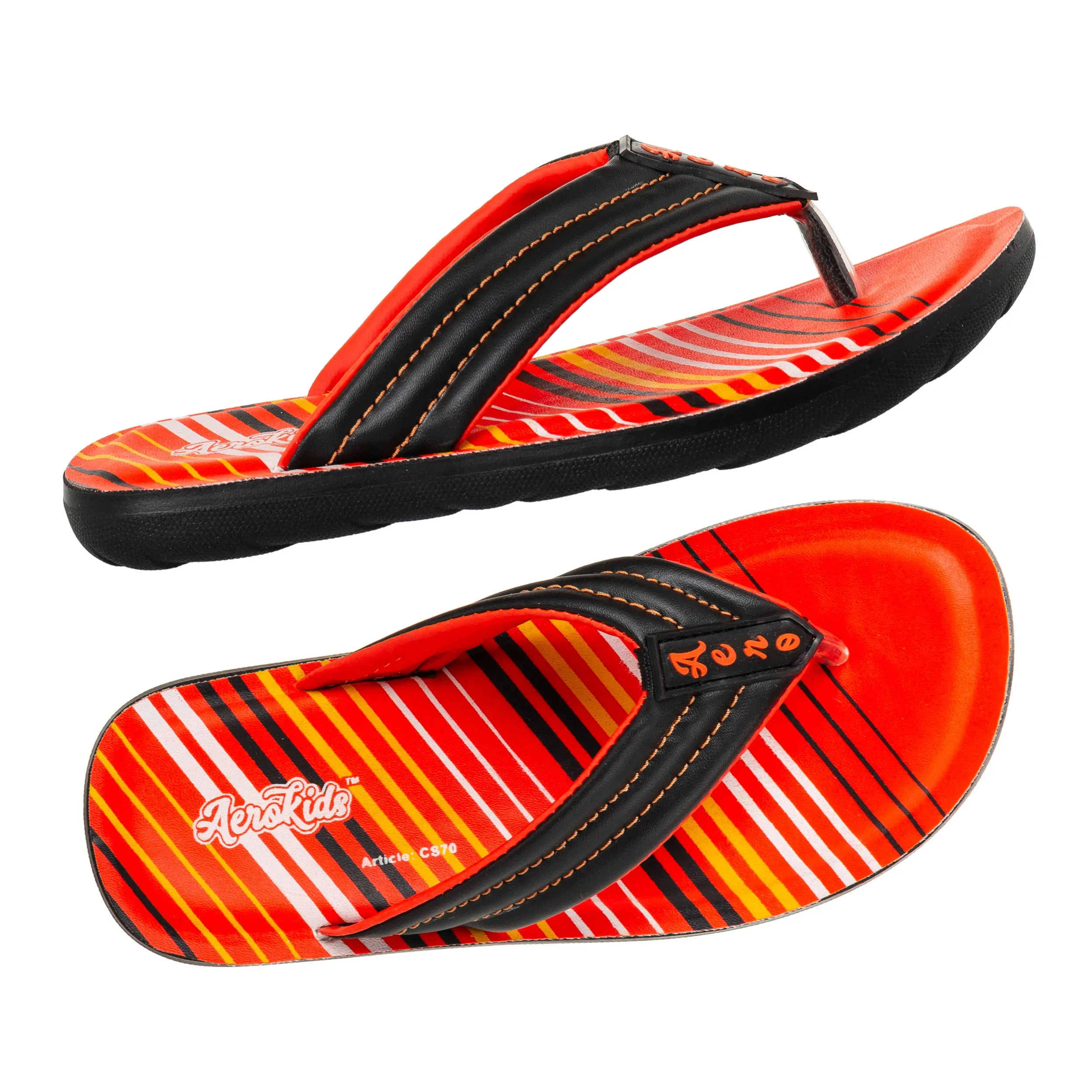Aerokids Boys Black V Shape Lightweight Sandal with Printed Insole (CS70_BLACK)
