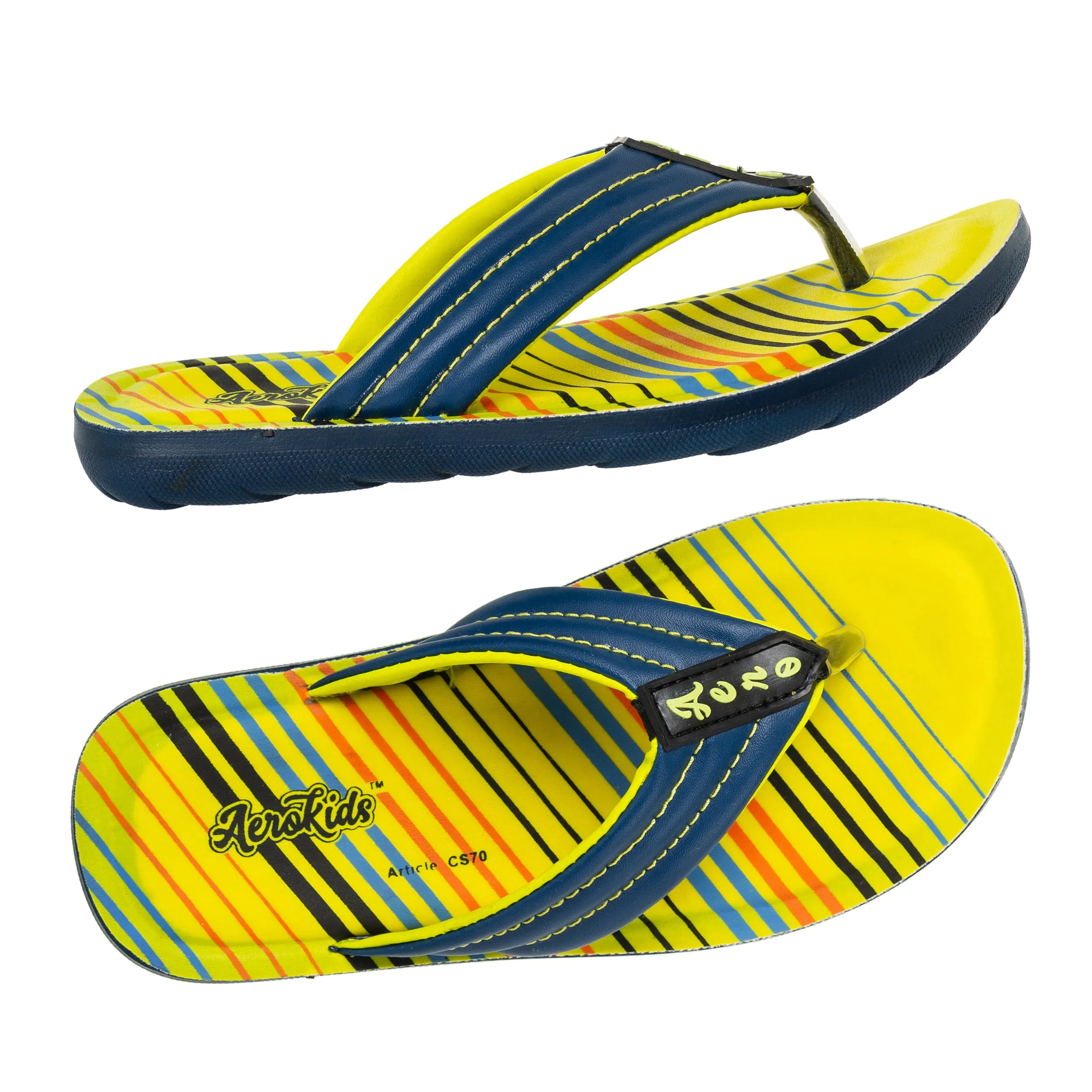 Aerokids Boys Navy Blue V Shape Lightweight Sandal with Printed Insole (CS70_N.BLUE)