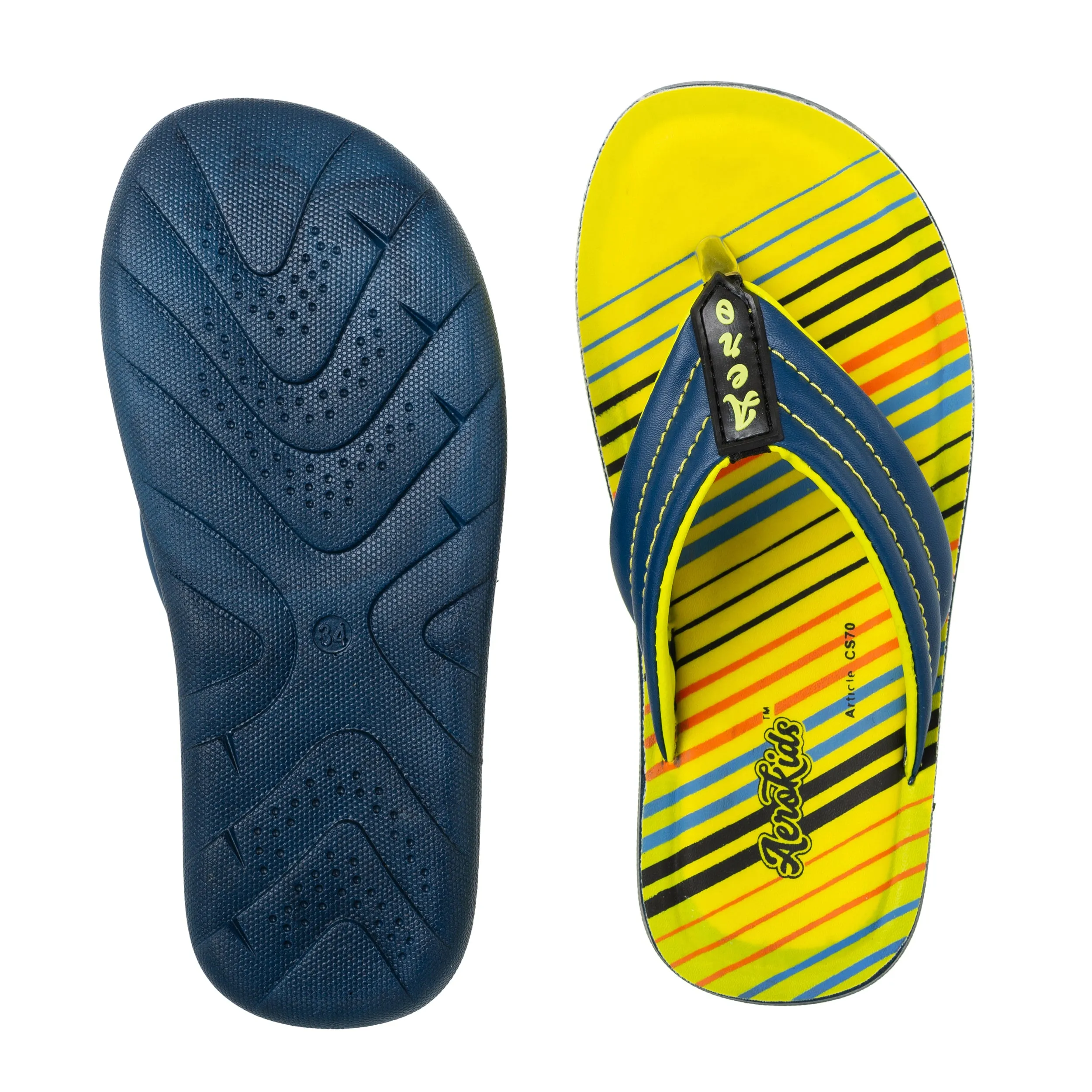 Aerokids Boys Navy Blue V Shape Lightweight Sandal with Printed Insole (CS70_N.BLUE)