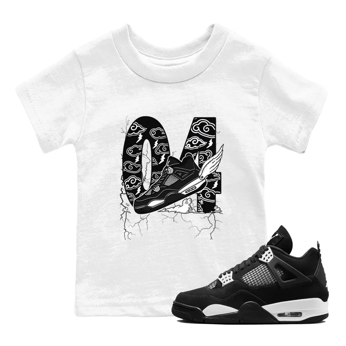 Air Sneaker White 4 To Clouds The Free worldwide shipping Kids Tees Fly Jordan SNRT Eco-friendly - Thunder