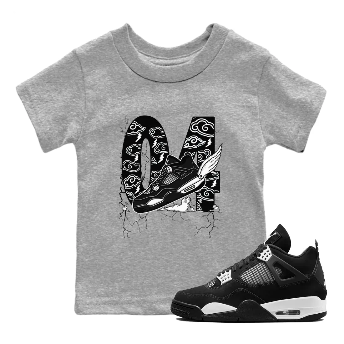 Air Sneaker White 4 To Clouds The Free worldwide shipping Kids Tees Fly Jordan SNRT Eco-friendly - Thunder