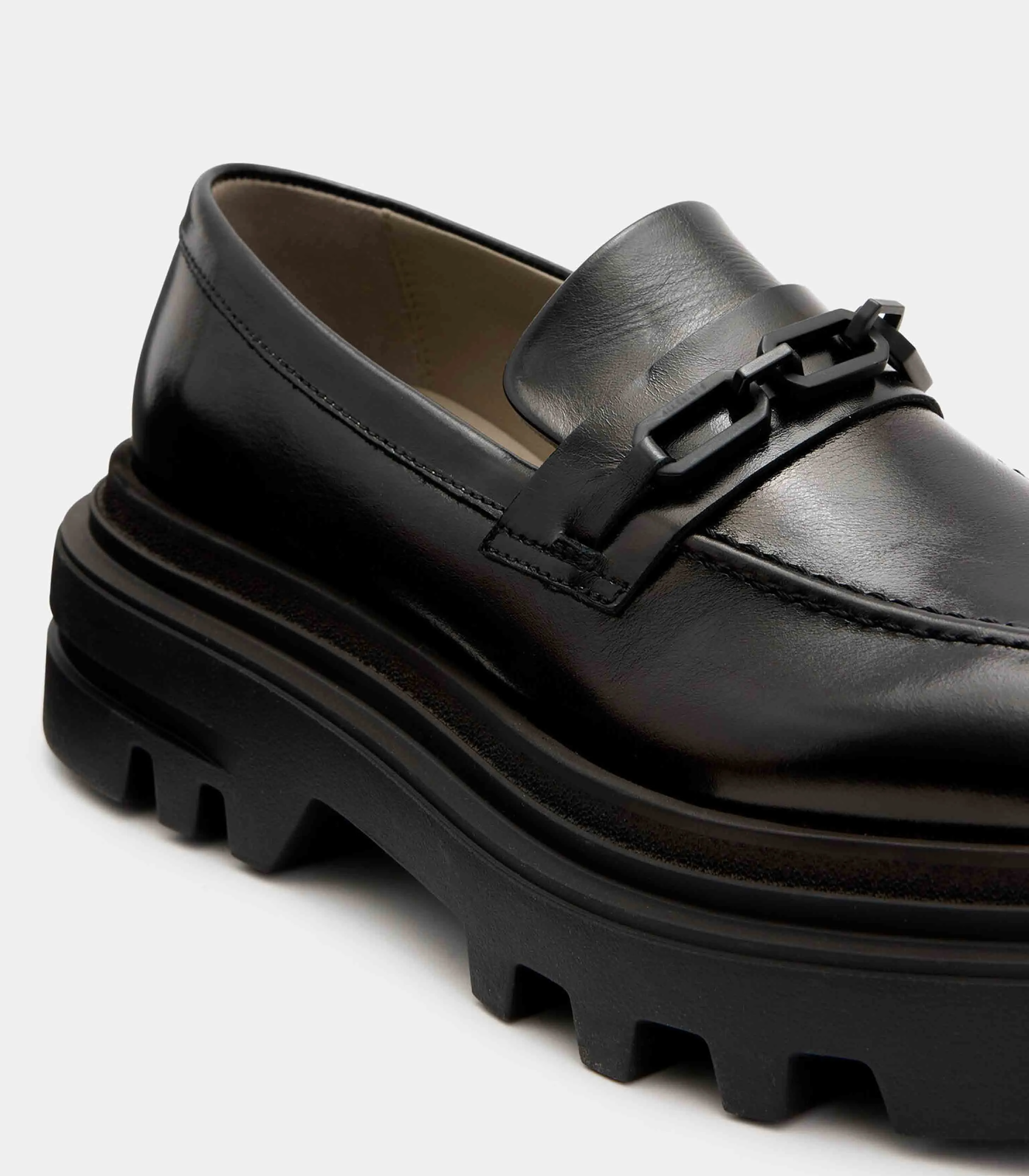 AllSaints- Alexia Chain Chunky Leather Loafers