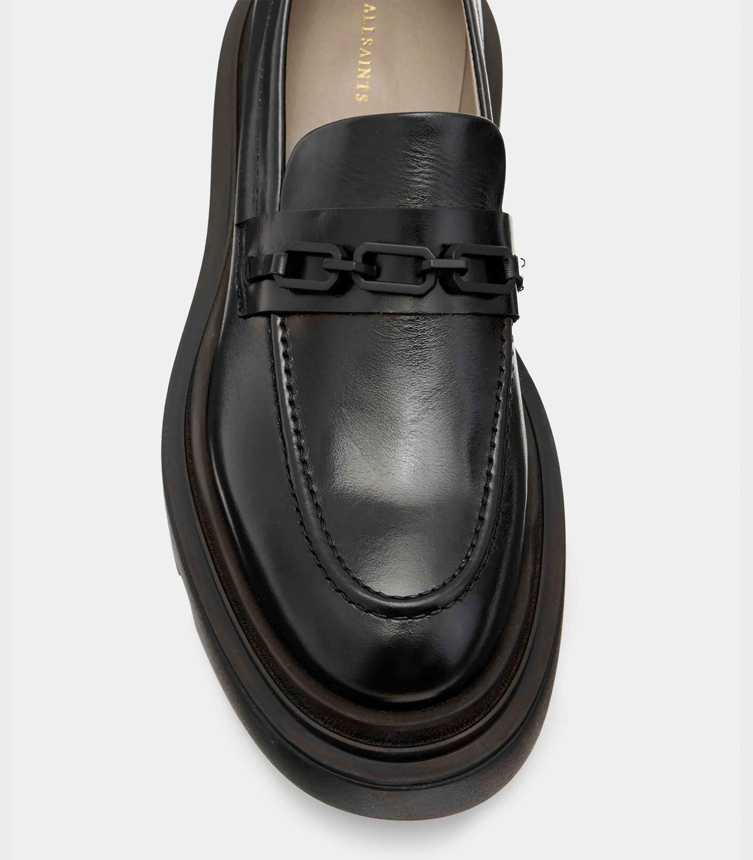 AllSaints- Alexia Chain Chunky Leather Loafers