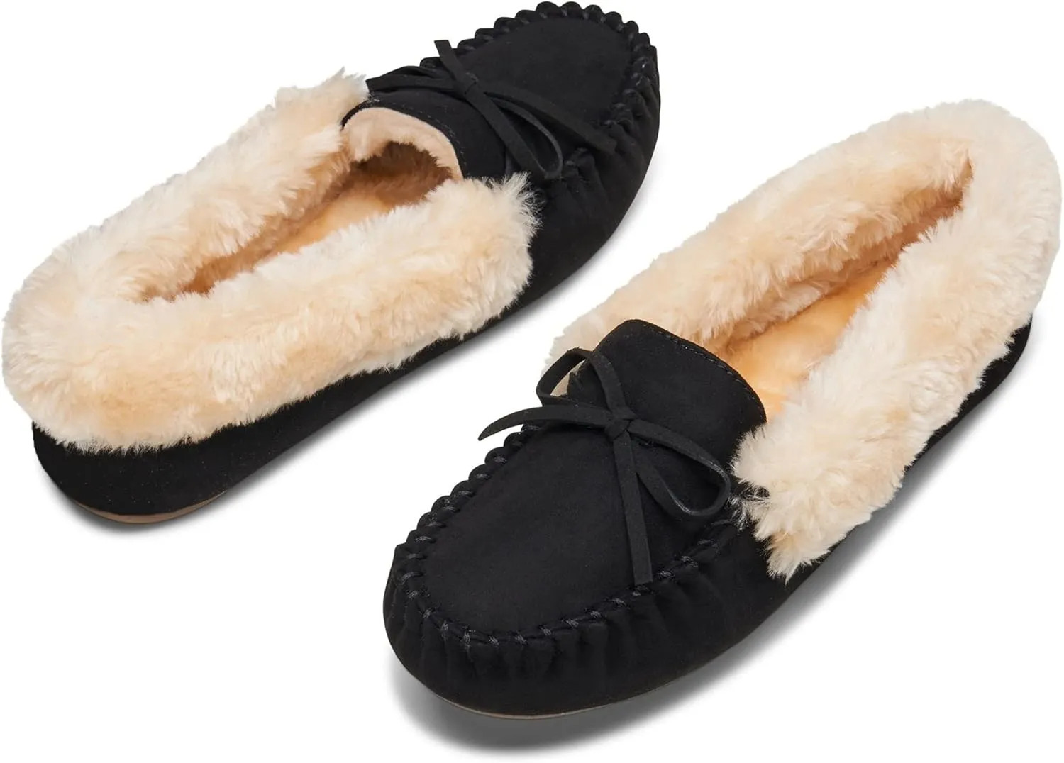 Alpine Swiss Leah Womens Shearling Moccasin Slippers Faux Fur Slip On House Shoes