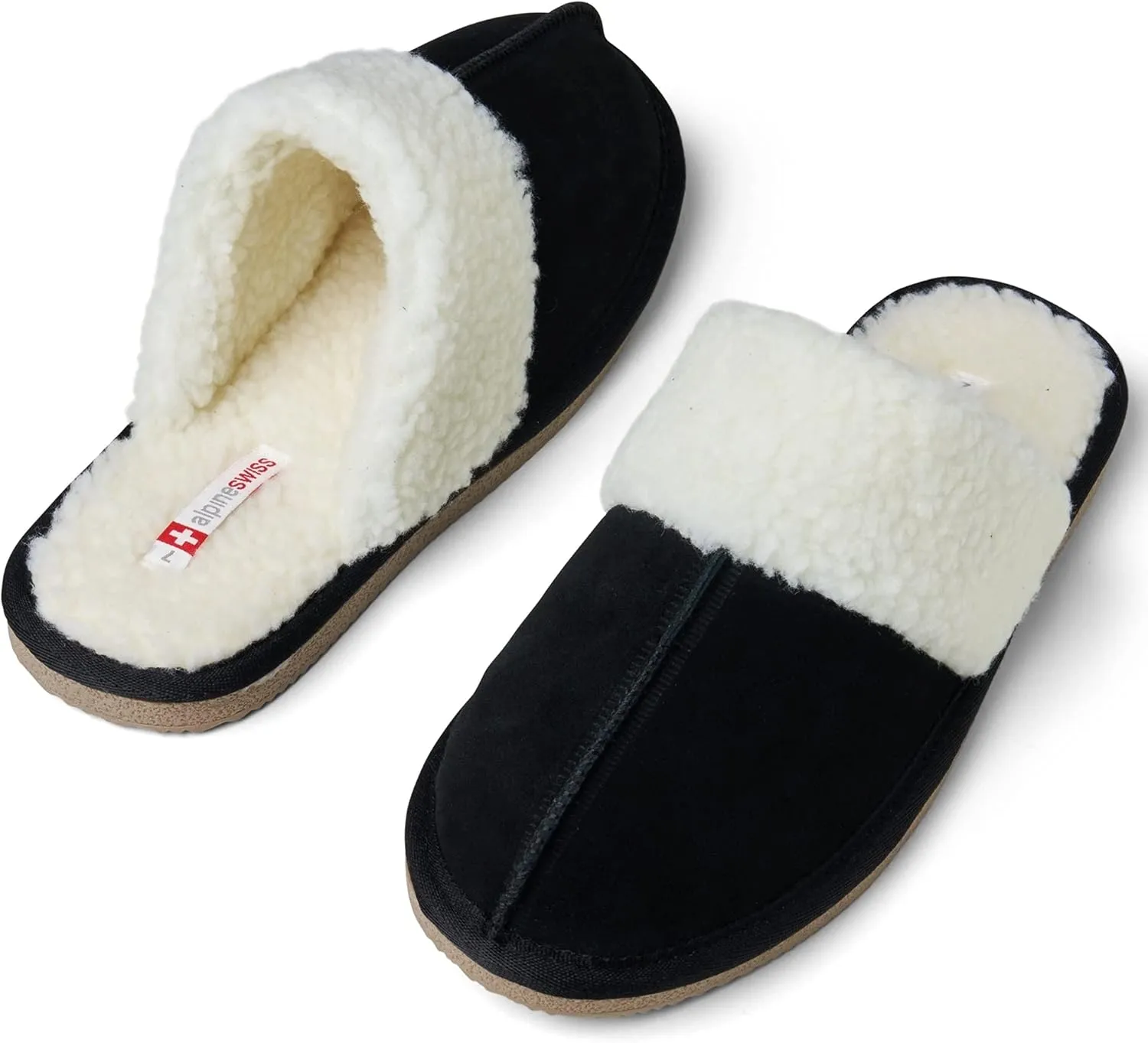 Alpine Swiss Lucy Womens Genuine Suede Memory Foam Scuff Slippers