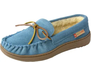 Alpine Swiss Sabine Womens Genuine Suede Shearling Slip On Moccasin Slippers