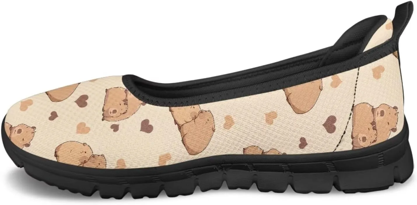 Animal Print Shoes for Women Slip On Loafer Flats Mesh Comfortable Ballet Shoes for Nurses Walking and Work Casual Style
