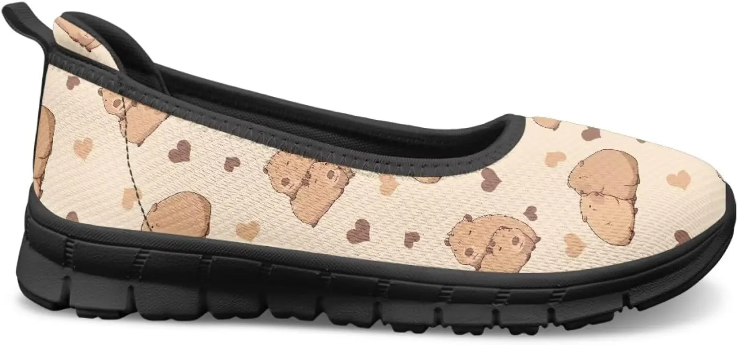 Animal Print Shoes for Women Slip On Loafer Flats Mesh Comfortable Ballet Shoes for Nurses Walking and Work Casual Style