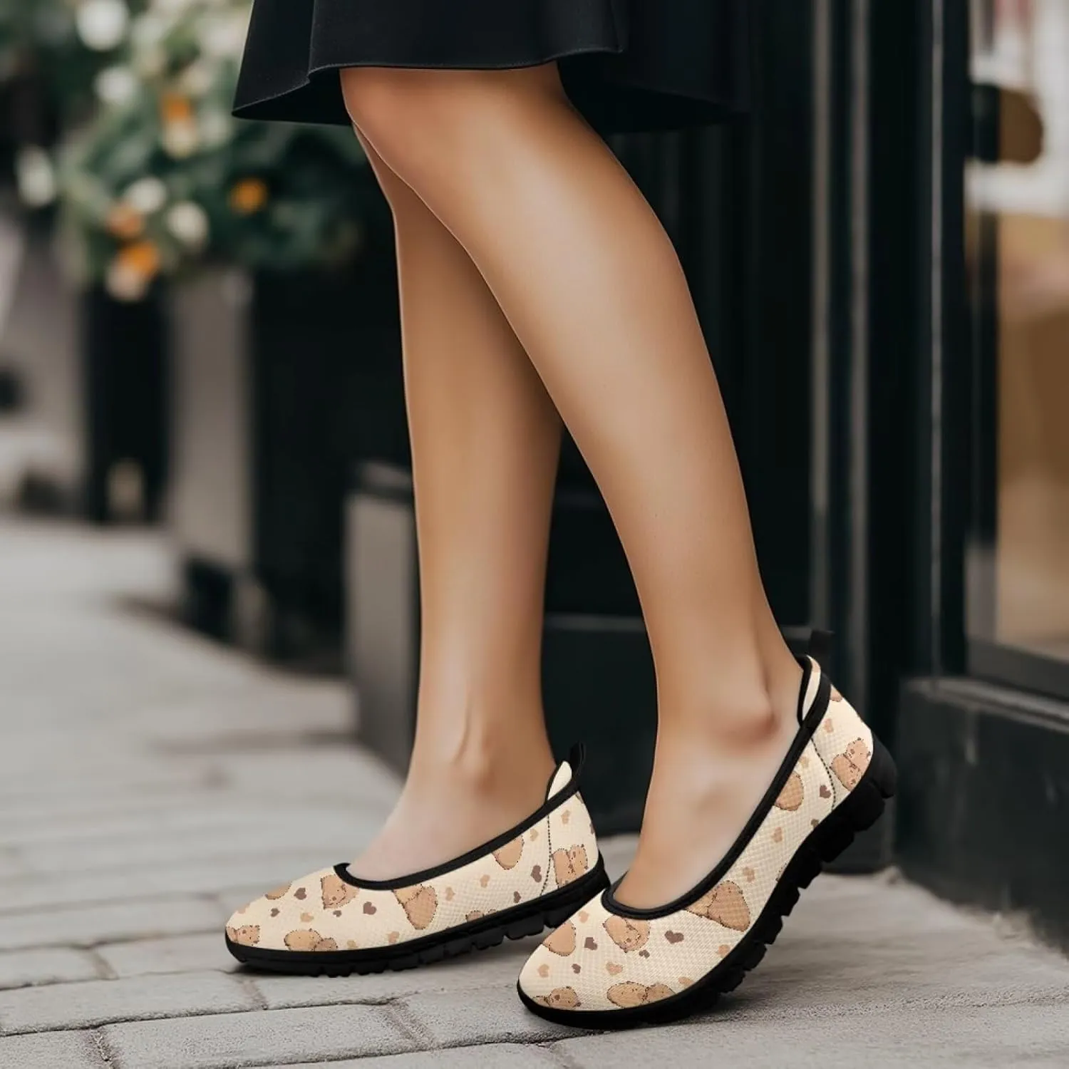 Animal Print Shoes for Women Slip On Loafer Flats Mesh Comfortable Ballet Shoes for Nurses Walking and Work Casual Style
