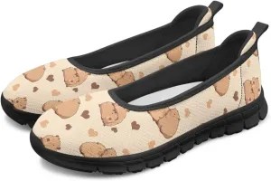 Animal Print Shoes for Women Slip On Loafer Flats Mesh Comfortable Ballet Shoes for Nurses Walking and Work Casual Style