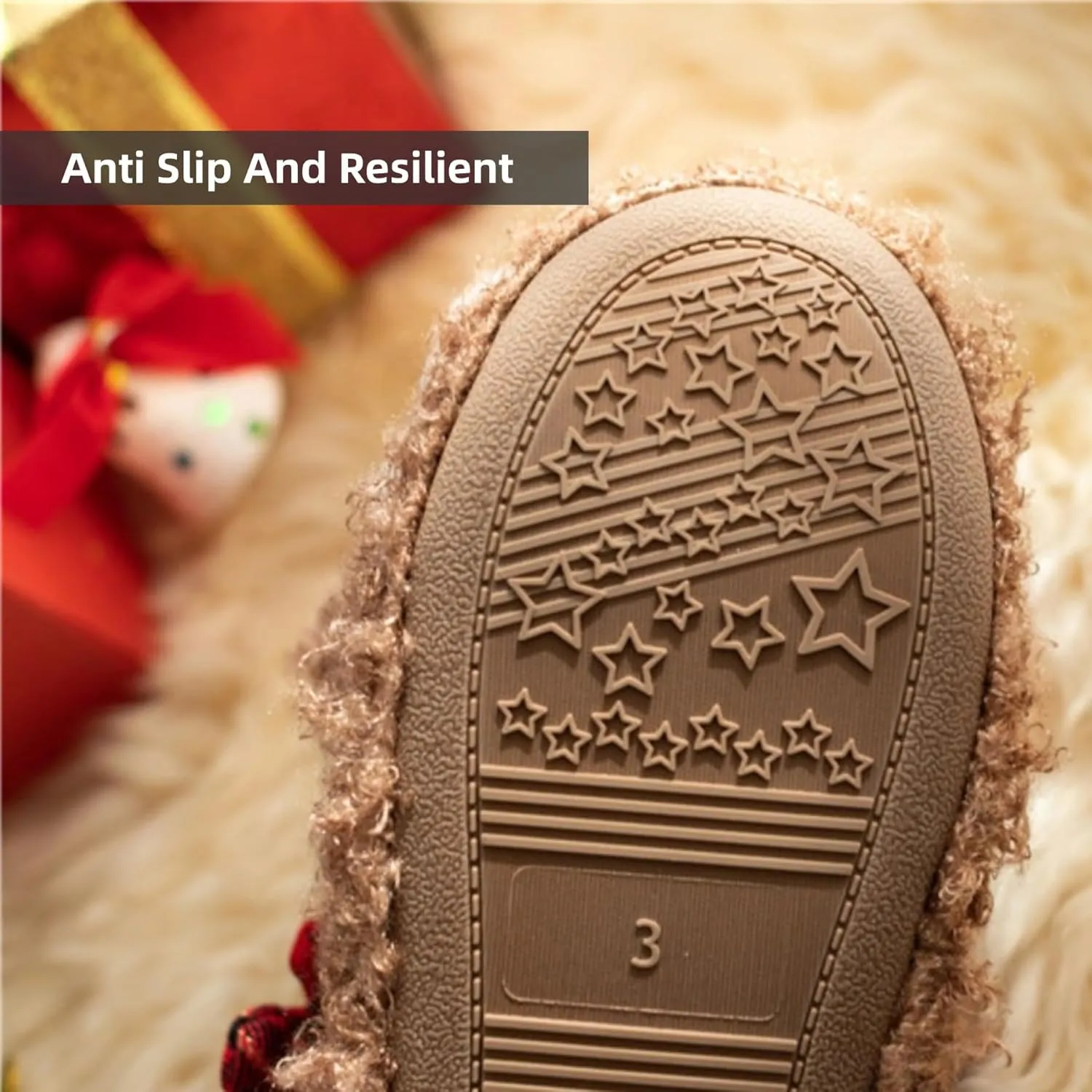Animal Slippers Cute Elk Fuzzy Slippers Reindeer Slippers Women Men Christmas Slippers Winter Indoor Plush Warm Slippers Home Fluffy Slippers Bedroom Shoes Cozy Slippers Couple House Slippers