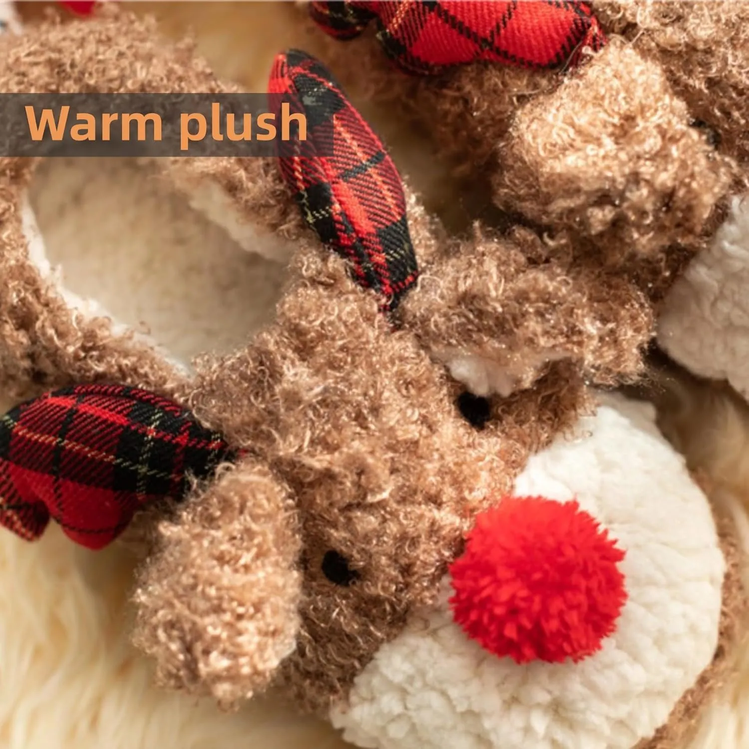 Animal Slippers Cute Elk Fuzzy Slippers Reindeer Slippers Women Men Christmas Slippers Winter Indoor Plush Warm Slippers Home Fluffy Slippers Bedroom Shoes Cozy Slippers Couple House Slippers
