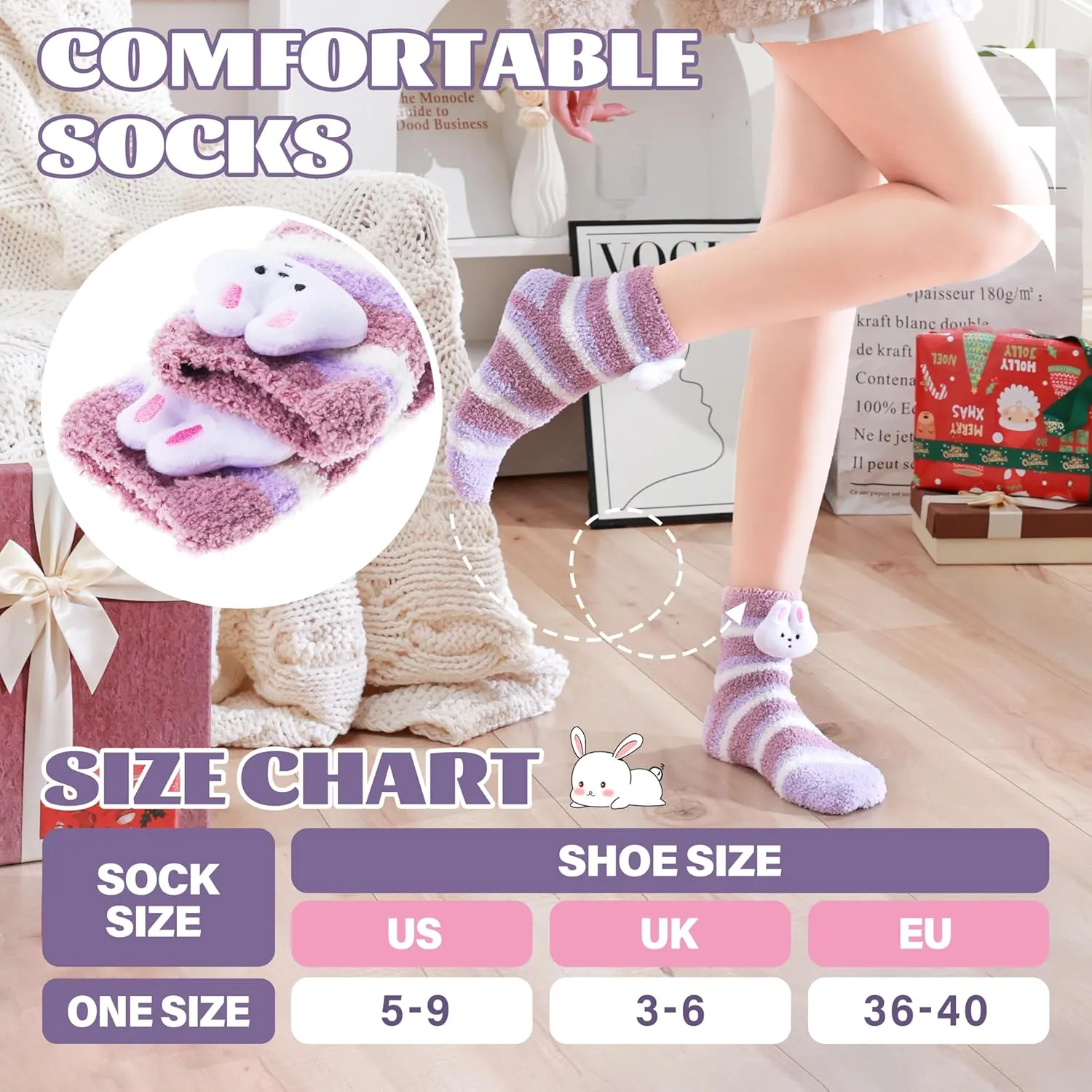 ANTSANG Women Fuzzy Socks Teen Girls Slipper Cozy Winter Fluffy Comfy and Warm Cabin Home Fleece Socks