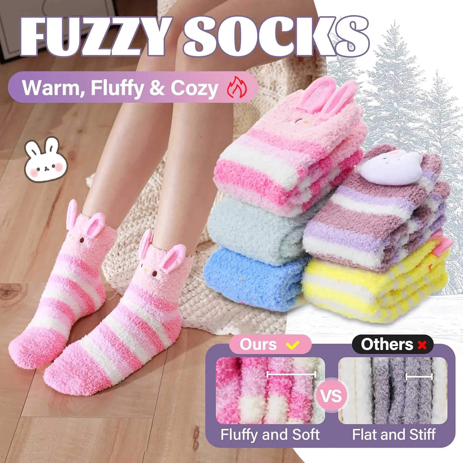 ANTSANG Women Fuzzy Socks Teen Girls Slipper Cozy Winter Fluffy Comfy and Warm Cabin Home Fleece Socks