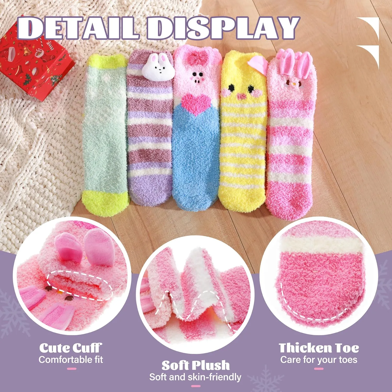 ANTSANG Women Fuzzy Socks Teen Girls Slipper Cozy Winter Fluffy Comfy and Warm Cabin Home Fleece Socks