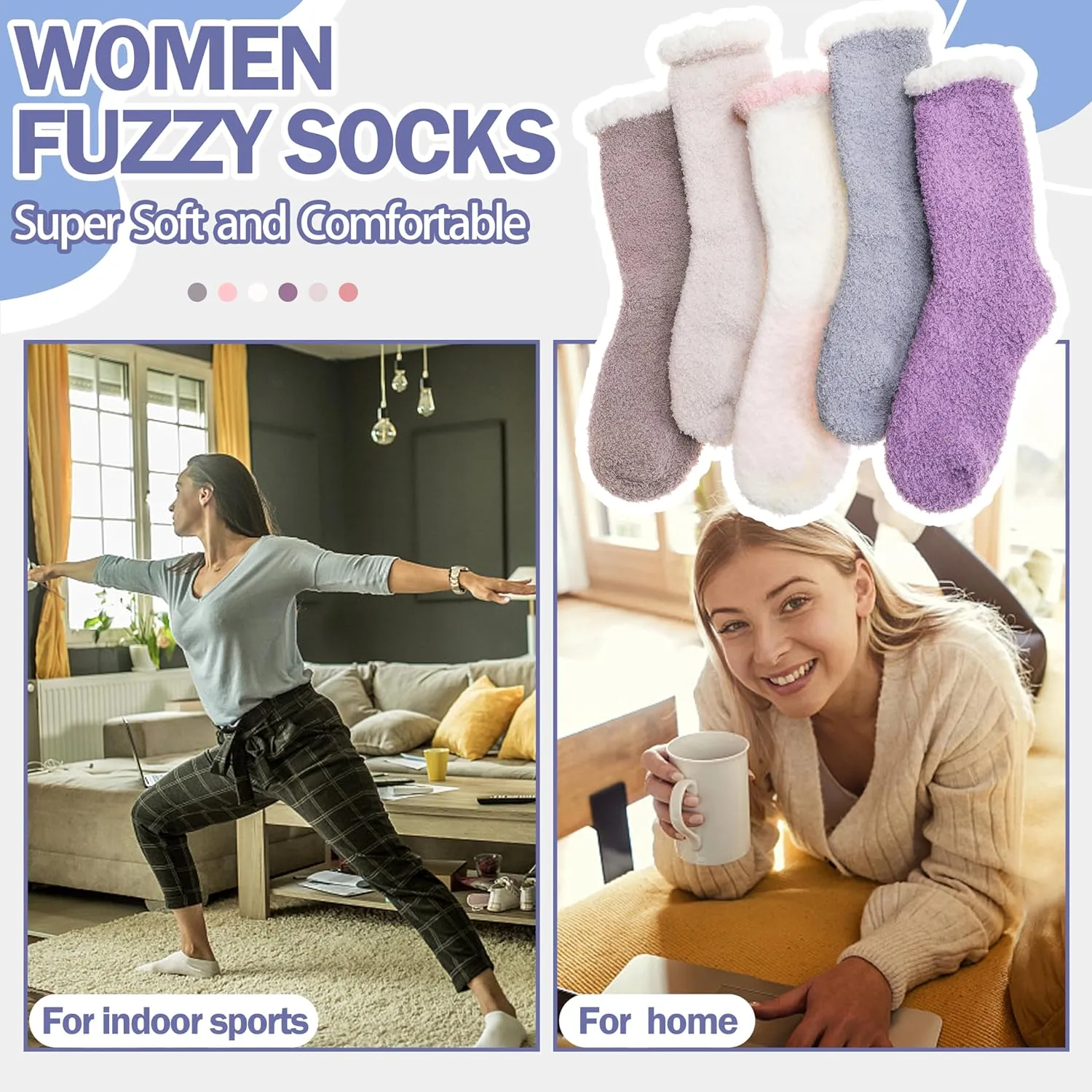 ANTSANG Women's Fuzzy Slipper Socks - Winter Fluffy Comfy Cozy Cabin Warm Home Socks