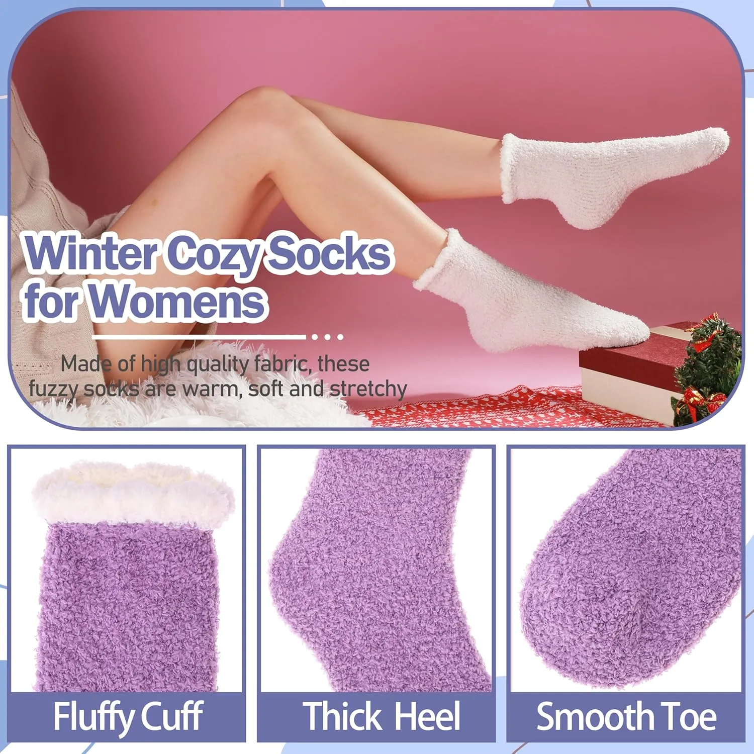 ANTSANG Women's Fuzzy Slipper Socks - Winter Fluffy Comfy Cozy Cabin Warm Home Socks