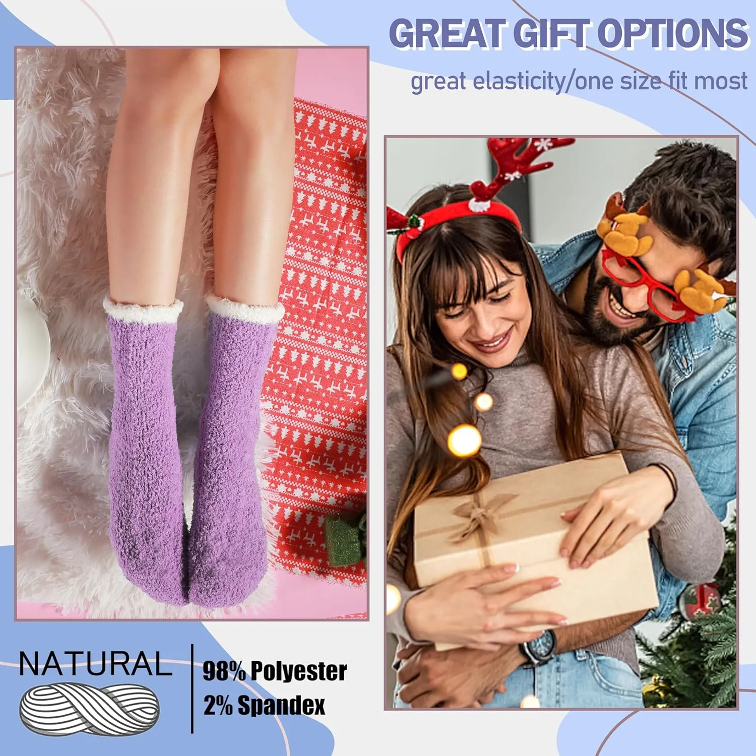 ANTSANG Women's Fuzzy Slipper Socks - Winter Fluffy Comfy Cozy Cabin Warm Home Socks