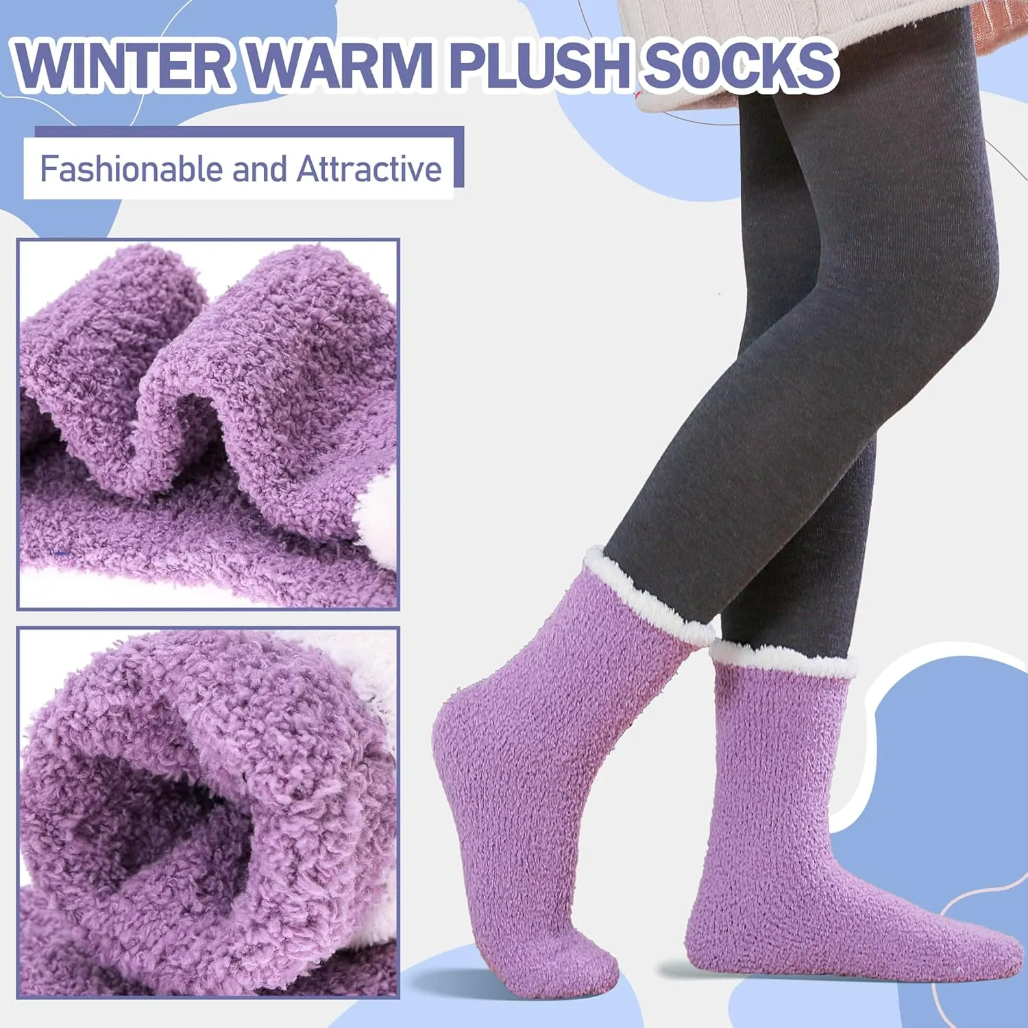 ANTSANG Women's Fuzzy Slipper Socks - Winter Fluffy Comfy Cozy Cabin Warm Home Socks