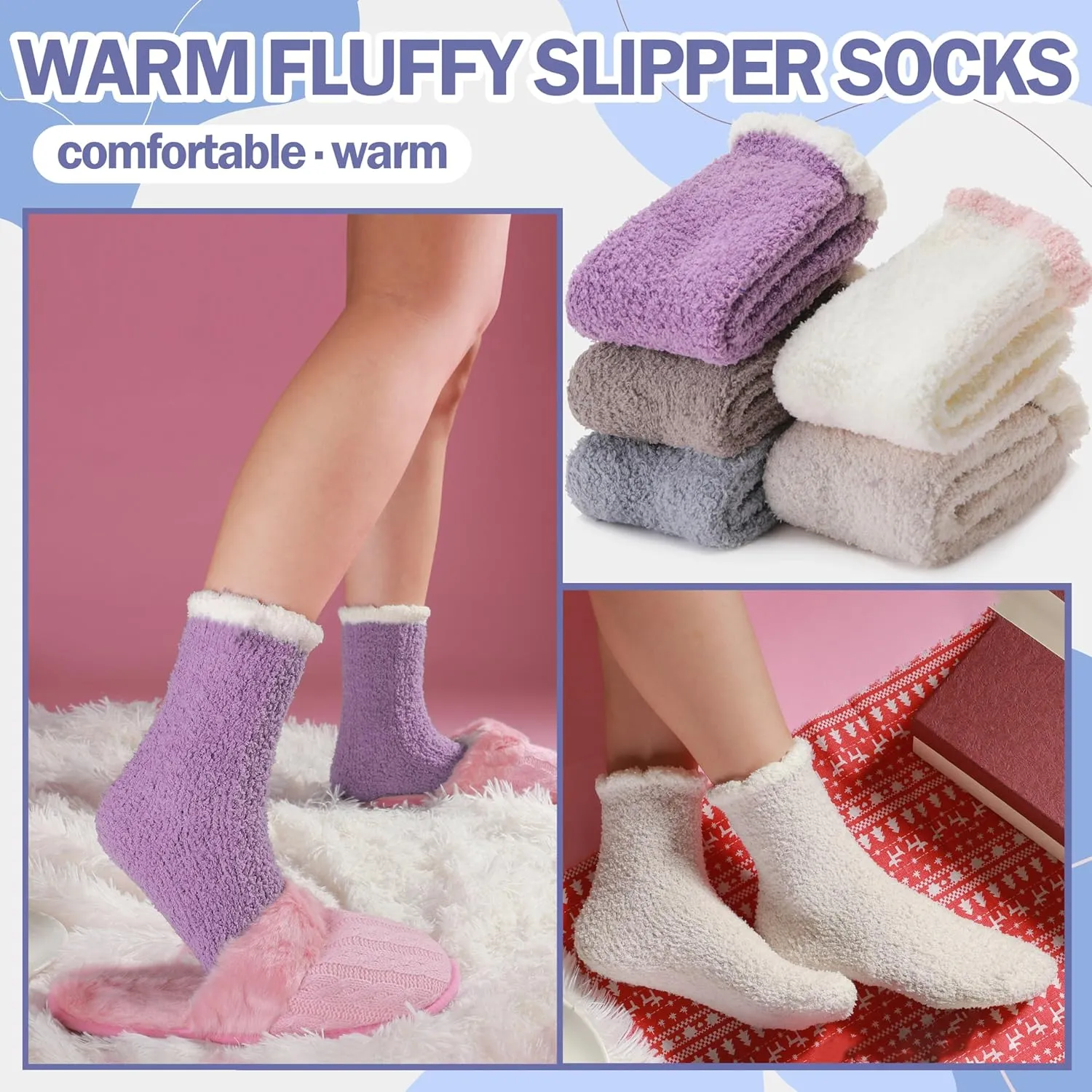 ANTSANG Women's Fuzzy Slipper Socks - Winter Fluffy Comfy Cozy Cabin Warm Home Socks