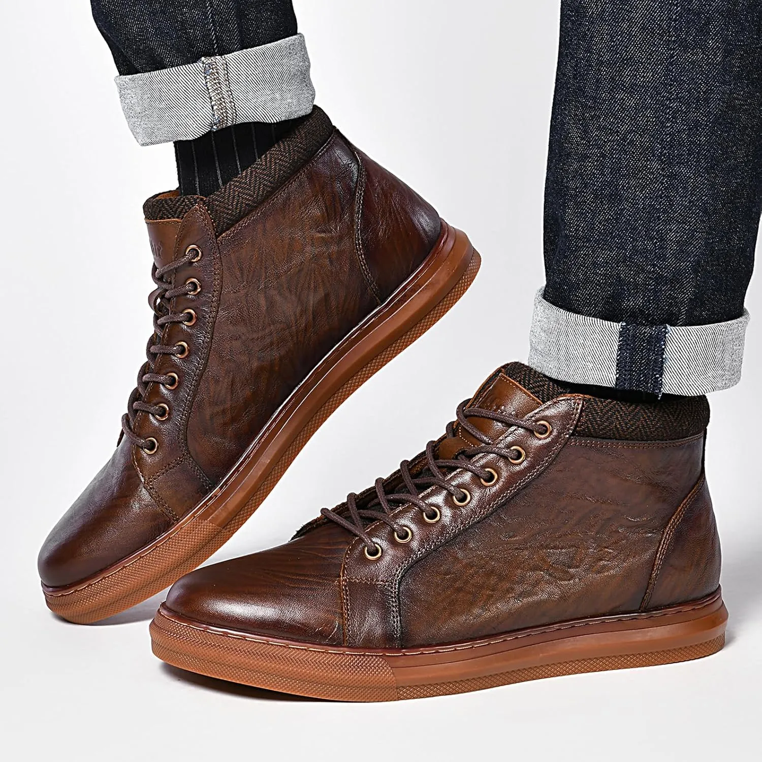 Arkbird Mens Leather Sneaker Fashion Classic Casual Chukka Ankle Boots for Men