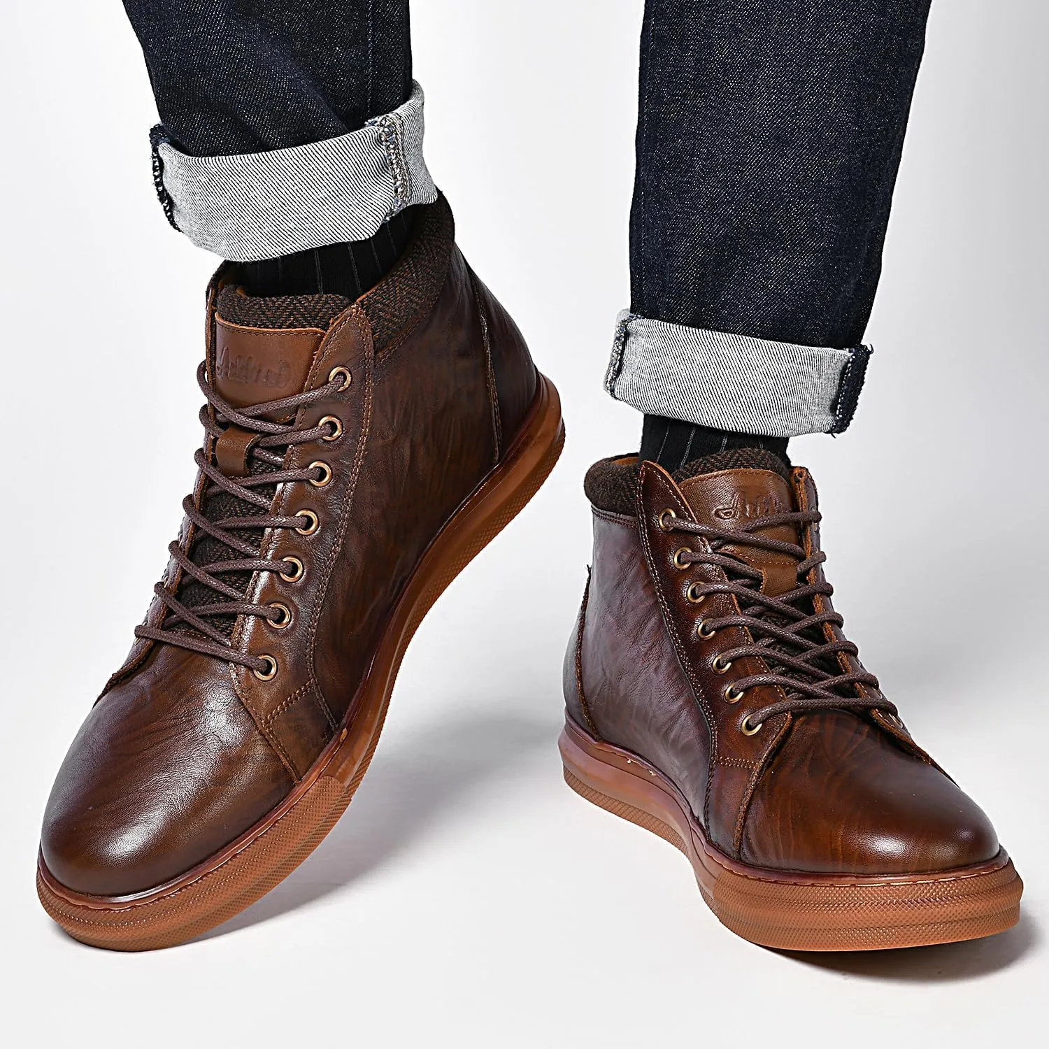 Arkbird Mens Leather Sneaker Fashion Classic Casual Chukka Ankle Boots for Men