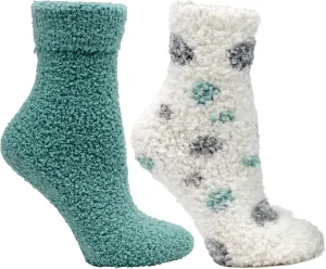Aromasoles Non-Skid 2-pack Lavender Rose Shea Butter Infused Slipper Socks with Grips Fuzzy Cozy Winter Soft Fluffy Socks for Women's Day Gift