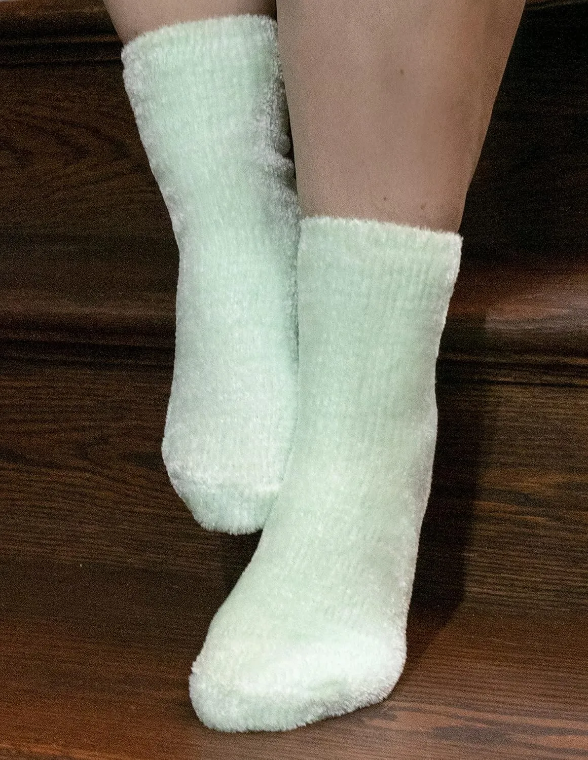 Aromasoles Non-Skid 2-pack Lavender Rose Shea Butter Infused Slipper Socks with Grips Fuzzy Cozy Winter Soft Fluffy Socks for Women's Day Gift