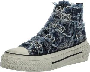 ASH Women's Rainbow Fashion Sneaker-Premium Leather High Top with Buckles, Distressed Platform Sole