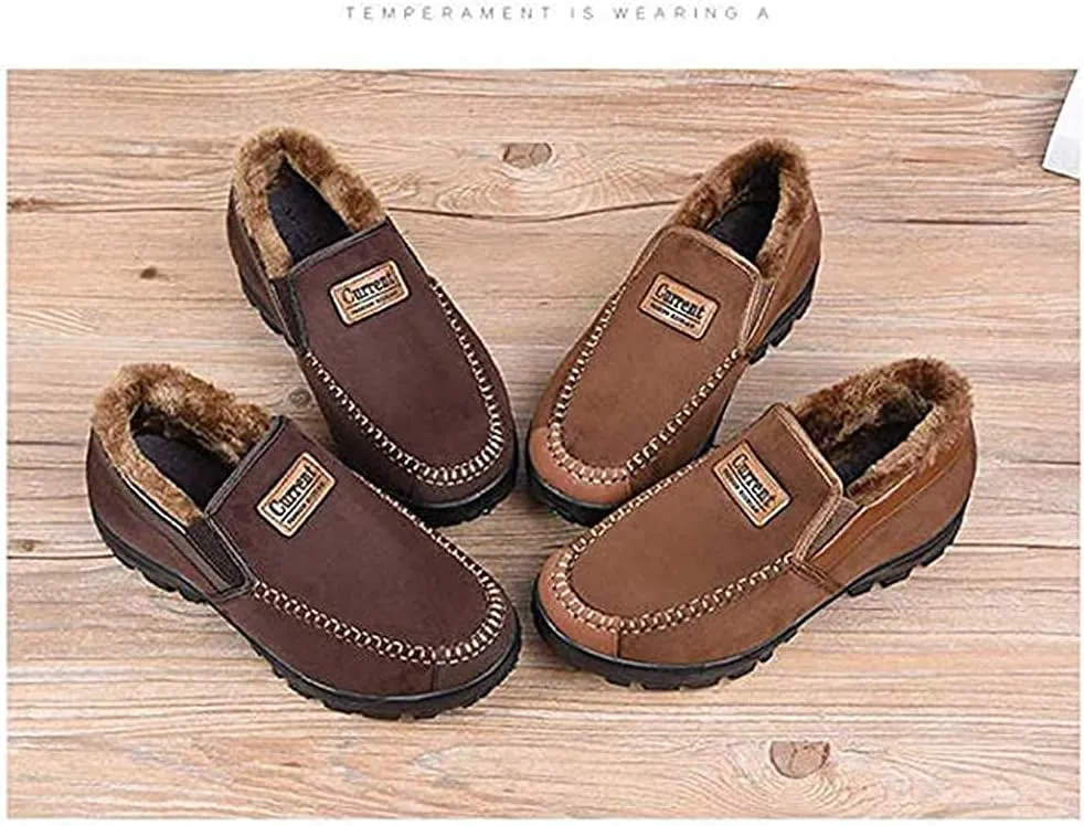 Asifn Men's Moccasins Slippers Memory Foam Slip on Loafers Fur Lined House Shoes Indoor Outdoor Winter