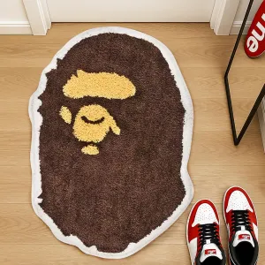 Bape Rug - 28″ x 20″ Hypebeast Rug for Hypebeast Room Decor - Non Slip Living Room, Bedroom, Children Room, Door mat Cool Carpet for Y2k Room Decor - Soft and Fluffy Brown A Bathing APE Bathmat