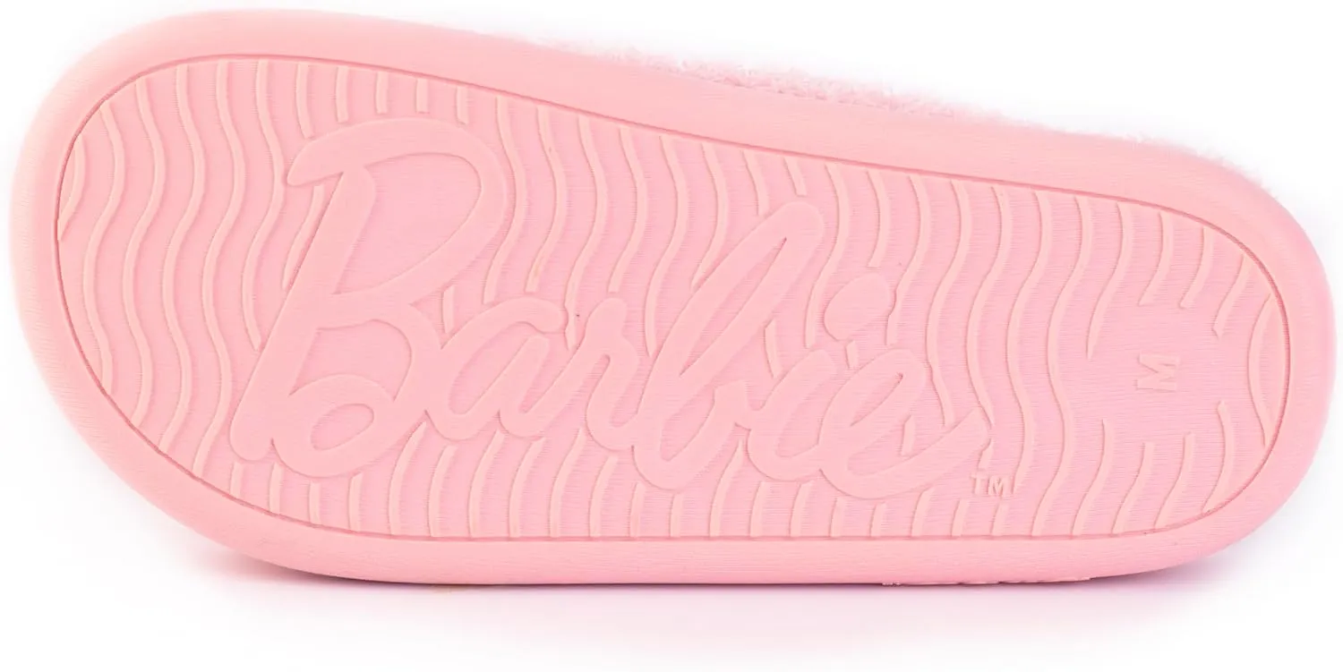Barbie Women's Cozy X-Band and Open Toe Faux Fur Memory Foam Indoor Outdoor Soled Slipper in Xs-XL