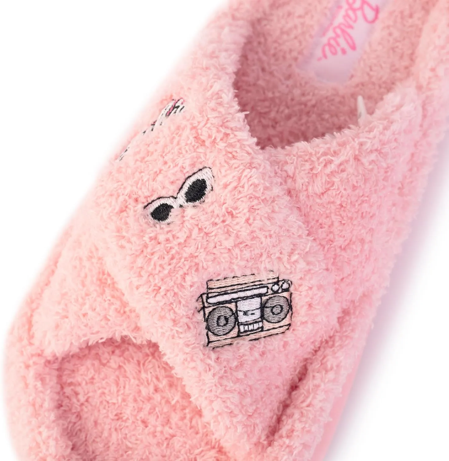 Barbie Women's Cozy X-Band and Open Toe Faux Fur Memory Foam Indoor Outdoor Soled Slipper in Xs-XL