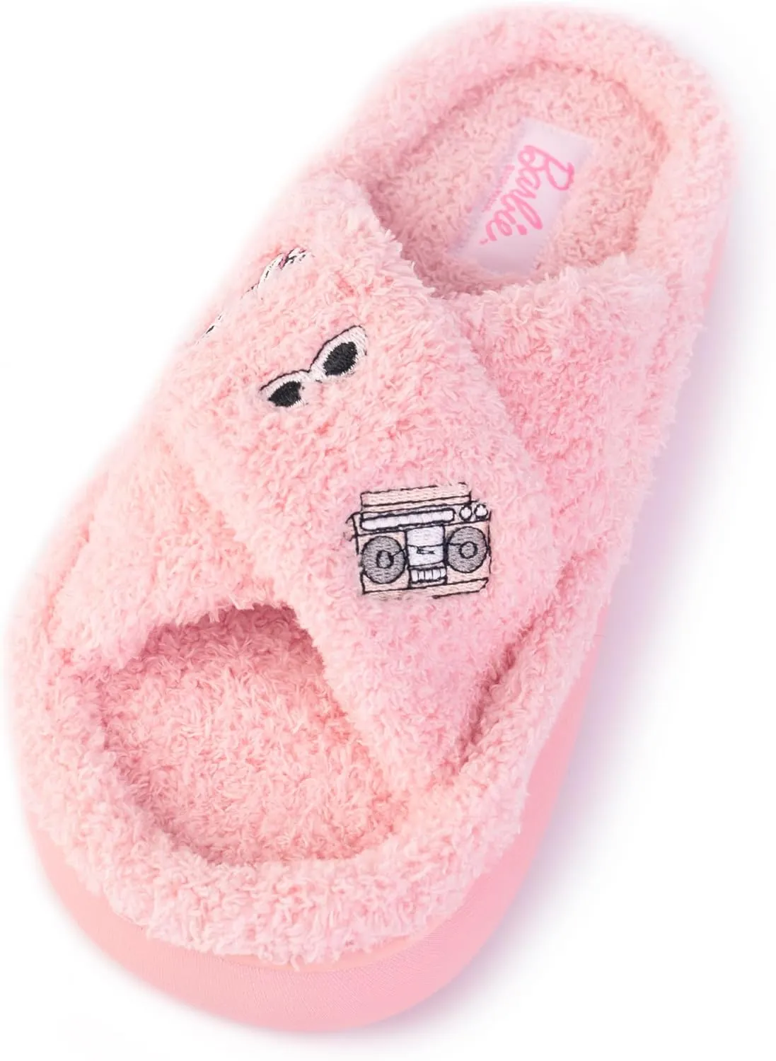 Barbie Women's Cozy X-Band and Open Toe Faux Fur Memory Foam Indoor Outdoor Soled Slipper in Xs-XL
