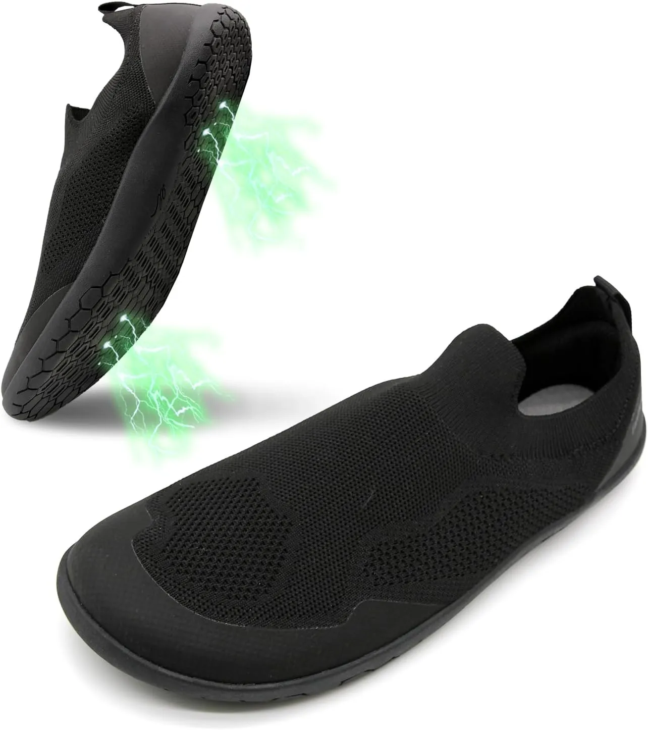 Barefoot Grounding Shoes Slip On Wide Toe Box Conductive Flexible Outsole Zero Drop Connect to Earth More Energy Reduce Stress Enhancing Movement Better Sleep Pain Relief