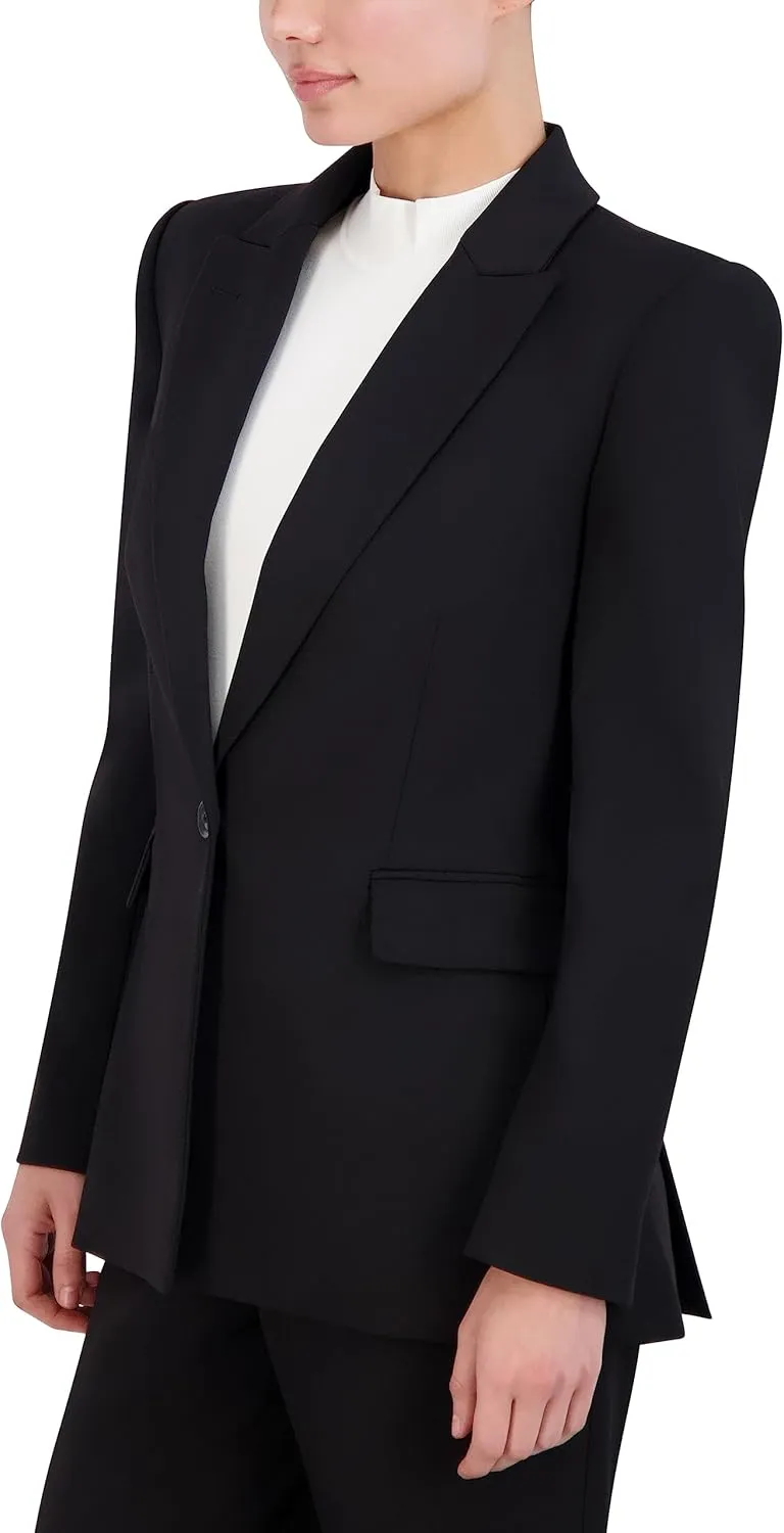 BCBGMAXAZRIA Women's V Neck Long Sleeve Straight Fit Blazer with Front Button Closure